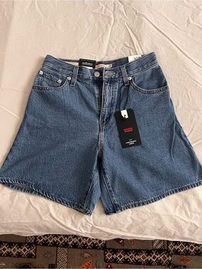 Levi's Light Blue Denim High-Rise Baggy Shorts